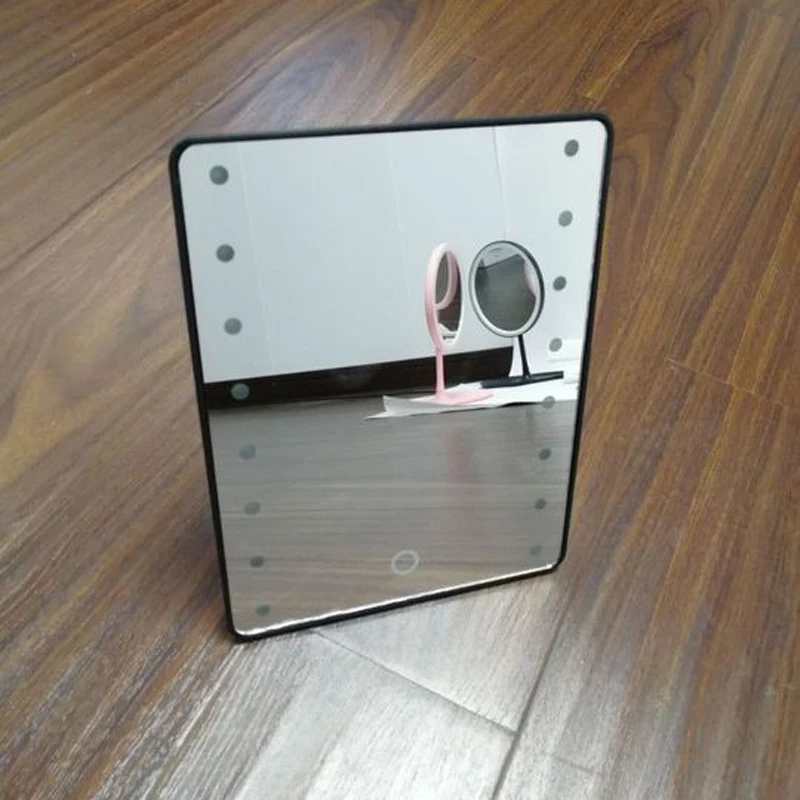 Двухцелевое складное зеркало для макияжа с LED подсветкой и вращением на 360