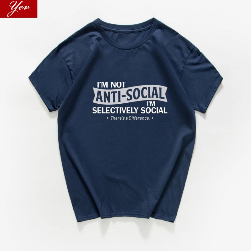 Женская винтажная хлопковая Футболка I am not anti social размера плюс летняя уличная