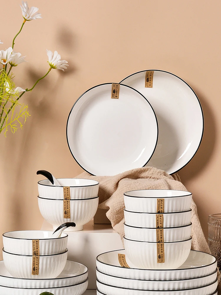 

2-piece Ceramic Dinner Plate Round Solid Color Relief Serving Tray Non-Slip High Temperature Kitchen Tableware