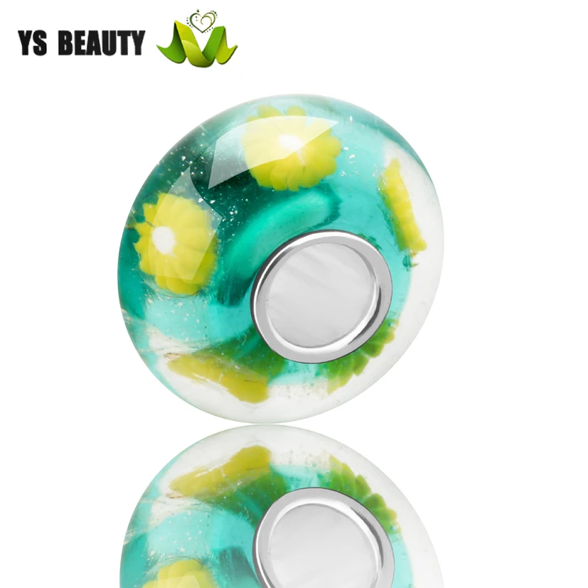 Фиолетовые стеклянные бусины с мотивом маргаритки, оригинальный дизайн китайской фабрики, бусина из серебра 925 для европейских браслетов-шармов, подходят для создания индивидуального образа.