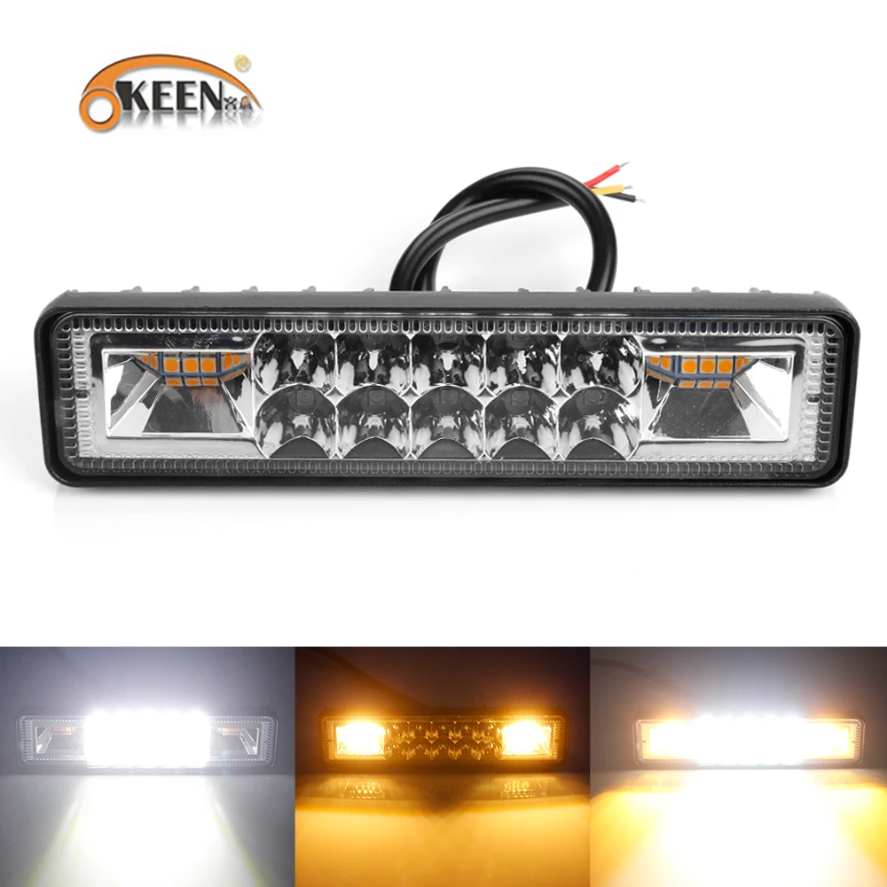 OKEEN 12V двойной цветной 16 Светодиодный светильник для работы 48W Светодиодный противотуманный светильник s белый желтый точечный луч Рабочая лампа прожектор противотуманный дорожный лодочный светильник для вождения