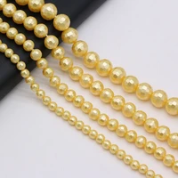 wholesale natural round yellow shell faceted loose spacer beads for jewelry making diy bracelet earrings gift size 6 8 10 12mm