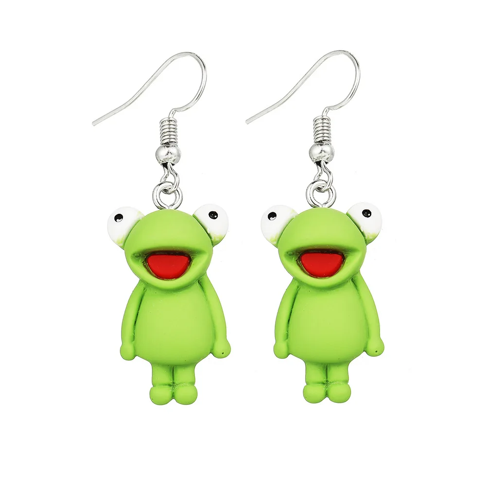 

Funny Cartoon Frog Drop Earrings For Women Girls Personalized Cute Style Animal Green Frog Dangle Earring Fashion Jewelry Gifts