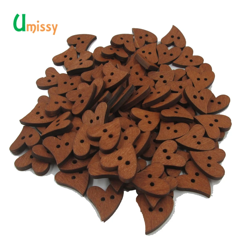 100 шт. деревянные пуговицы в форме сердца для скрапбукинга ручного шитья сделай
