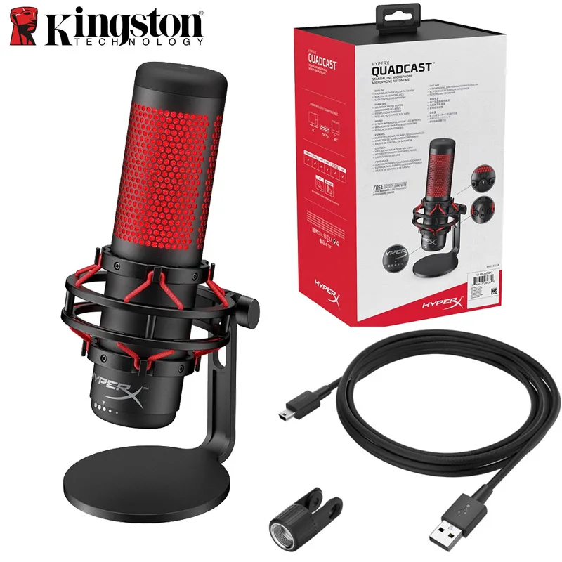 Kingston HyperX QuadCast игровой микрофон Профессиональный Компьютер Микрофон Live Migrofono съемный для ПК, PS4 и Mac