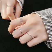 100 real 925 sterling silver simple geometric open rings triangle hexagon wave double layers adjustable ring for women
