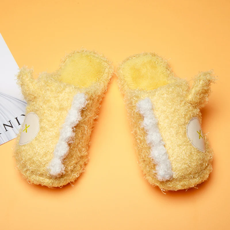 

Winter Warm Cotton Slippers 2021 Women Men Home Shoes Simple Non-slip Indoor Slides Corduroy Couple Slipper