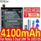 Аккумуляторная батарея HE321, 4100 мАч, для Nokia 5, nokia5, две SIM-карты (TA-1053 DS), N5, аккумулятор большой емкости + бесплатный инструмент для ремонта