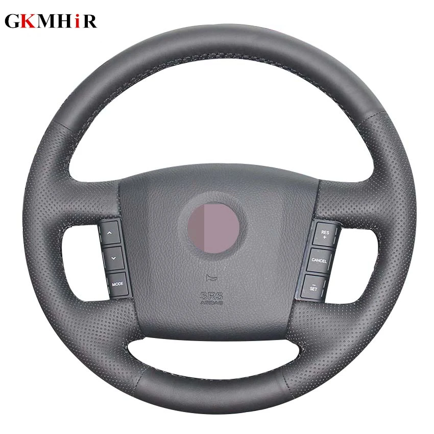 Черная искусственная кожа ручная строчка чехол рулевого колеса автомобиля для Kia