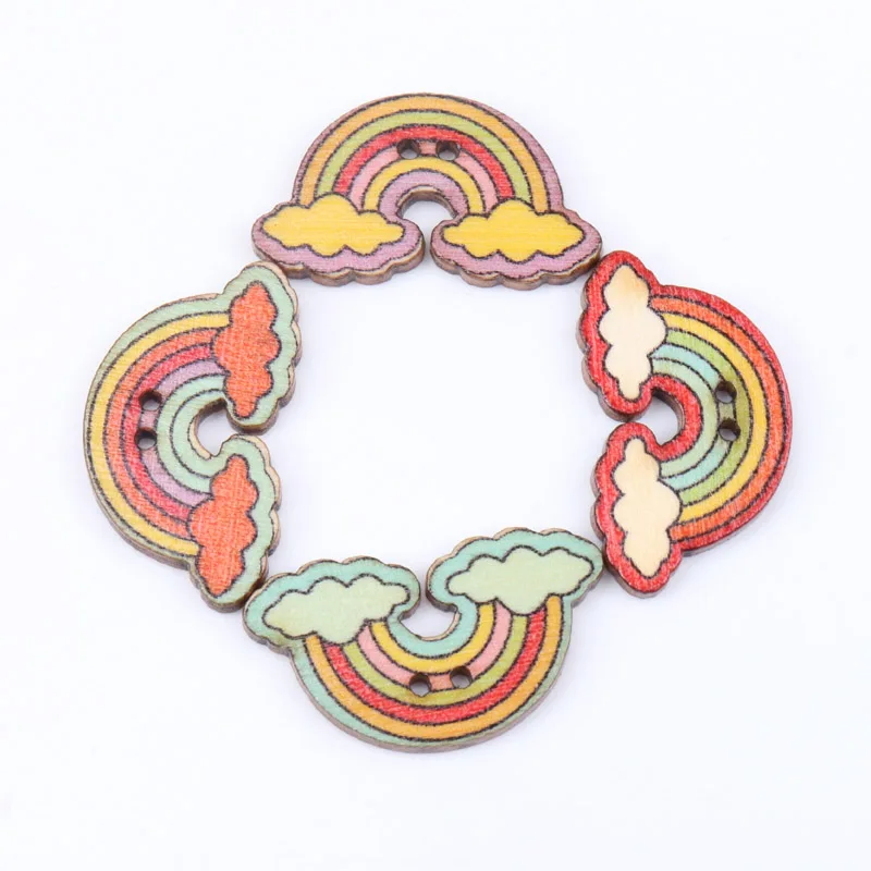 20 штук радужной расцветки в форме Botones madera деревянных прошитых альбомов ручной