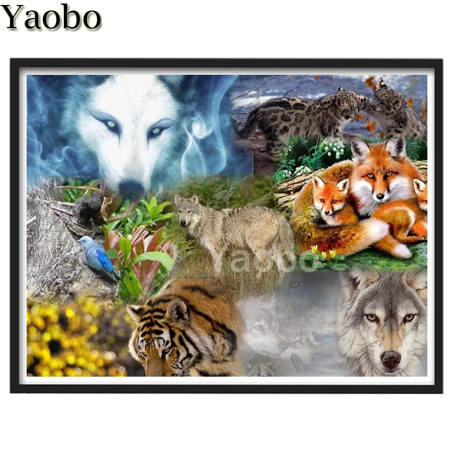 

Алмазная 5D живопись «сделай сам», тигр, волк, лиса, полная вышивка квадратными и круглыми стразами, 3D вышивка крестиком, домашний декор, подарок, животное, лес