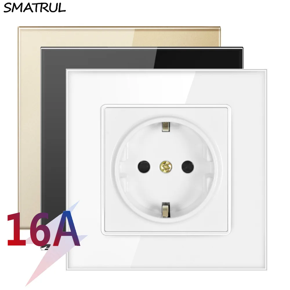 Штепсельная розетка SMATRUL настенная европейского стандарта заземленная