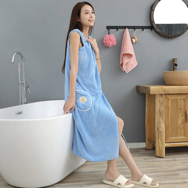 

Soft Coral Velvet Bath Skirt Lengthen Not Easy to Shed Hair Can Wear Adult Sling Bath Towel