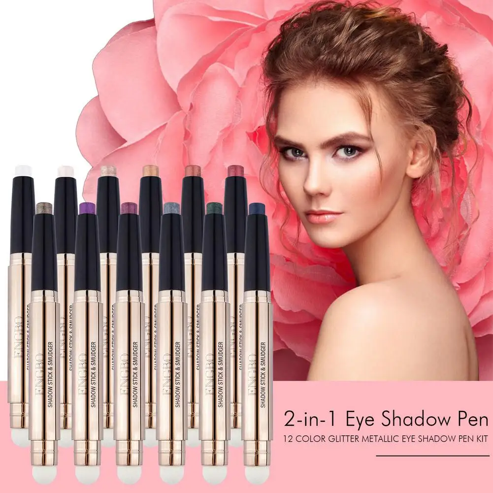 

12 Color Eyeliner Pen Set Glitter Metallic Eye Shadow Pencil Kit Waterproof Sweatproof Easy To Use