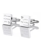 Индивидуализированные мужские костюмные запонки для свадьбы, подарки, серебристые квадратные запонки для жениха, мужские классические запонки для рубашек, ювелирные манжеты