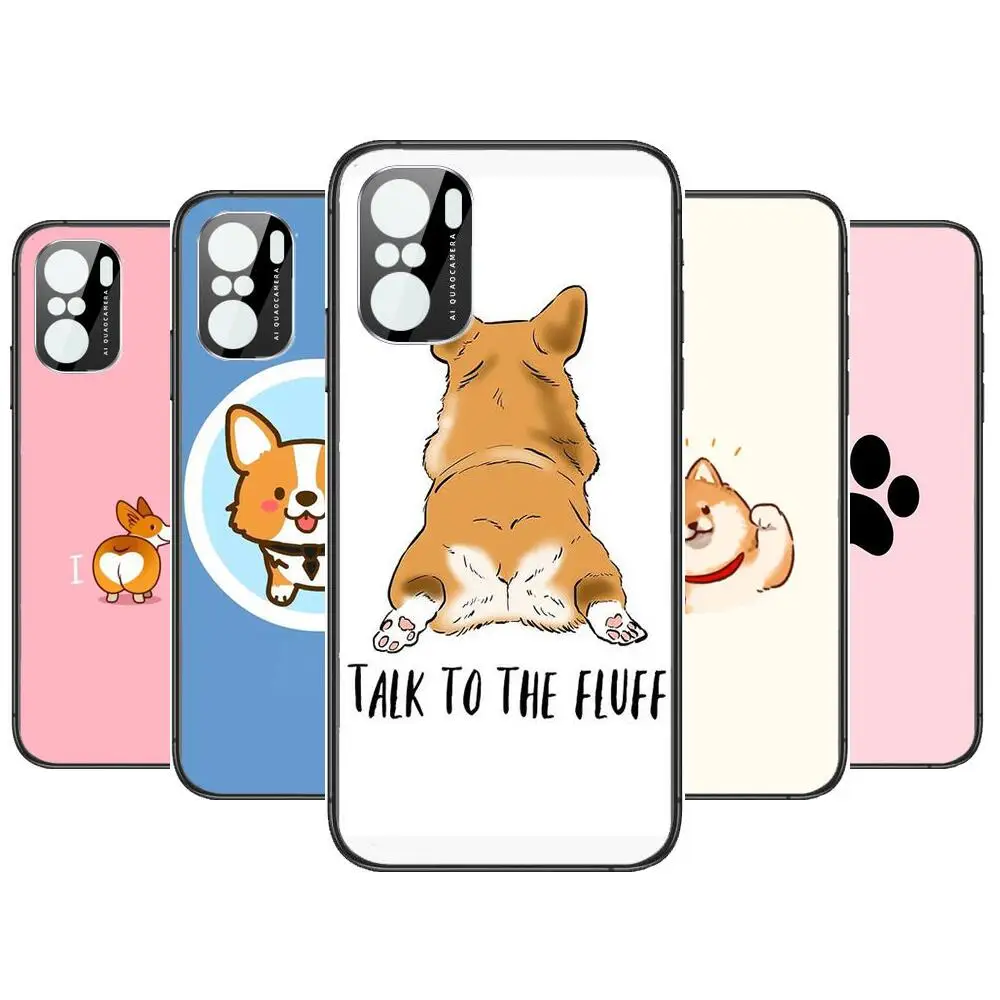 

Cartoon Corgi animal Phone Case For xiaomi redmi POCO F1 F2 F3 X3 Pro M3 9C 10T Lite NFC Anime Black Cover Silicone Back Prett m