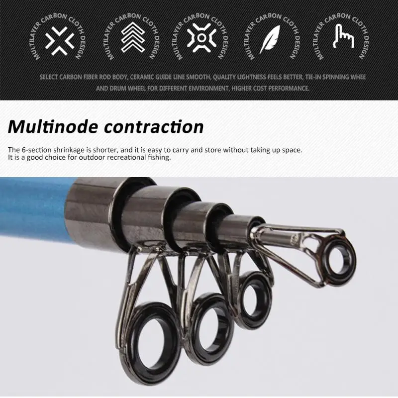 Портативная телескопическая удочка из углеродного волокна 1 2 4 м зимняя уличная