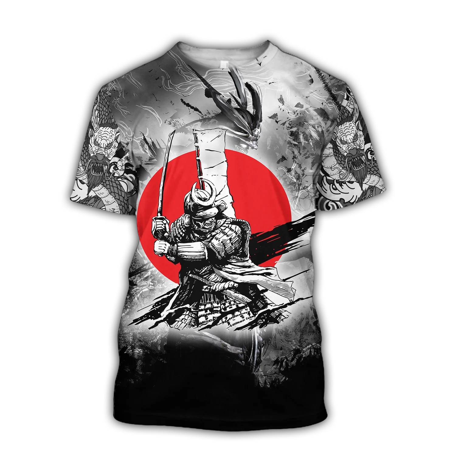 Футболка мужская с 3D-принтом красивая модная рубашка рисунком самурая тату карпа