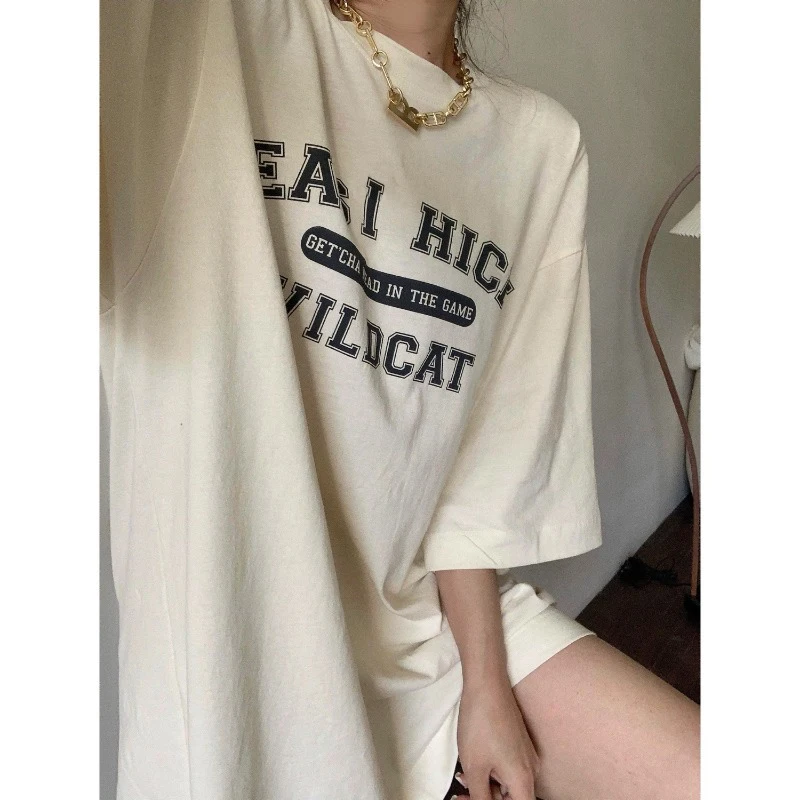 Футболка женская оверсайз с надписью абрикосовый модный топ большого размера 3