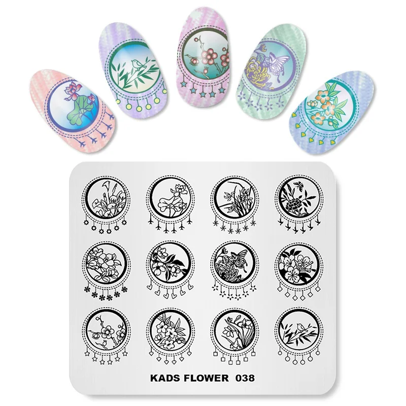 KADS Flower 038 пластины для стемпинга ногтей цветочный узор китайский стиль стемпер