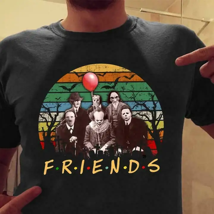 Отряд ужасов киллеров IT Myers Jason FRIENDS пародия Хэллоуин черная футболка &quotАниме&quot