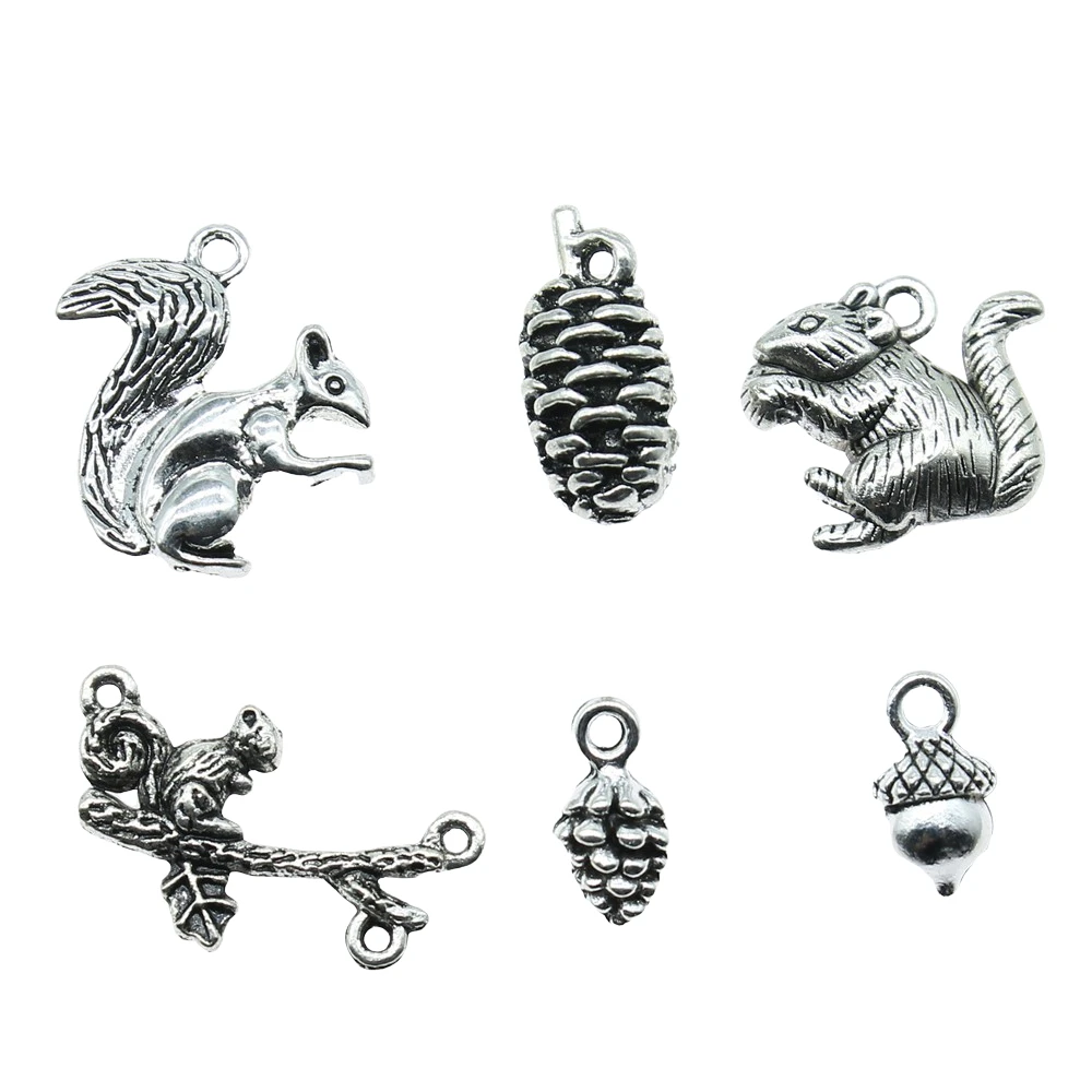 10 шт. античные серебряные подвески в виде белки для изготовления ювелирных