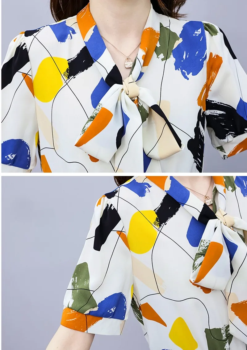 

high quality 2021 summer New arrival elegant print short sleeve shirt tops +High waist long pant 2 pieces sets