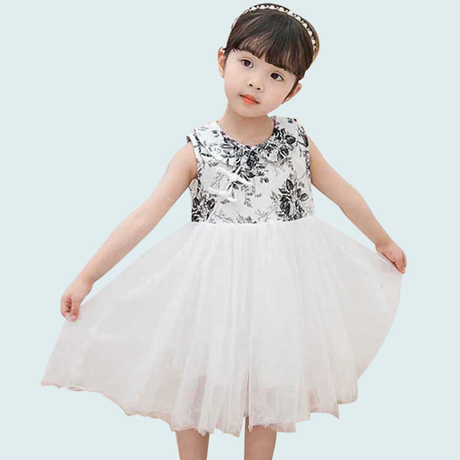 2020 летнее платье для девочек модное с принтом маленьких вечерние сетчатые платья