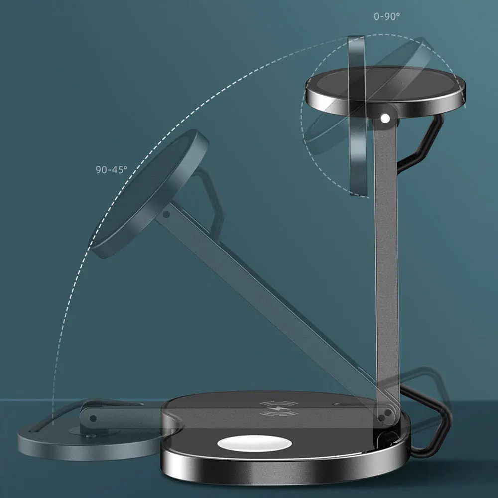 

Wireless Charger 15W Magnetic Fast Charging Station for iPhone 12 12 Pro Max 3 in 1 Chargers Stand for Apple Watch 5 AirPods Pro