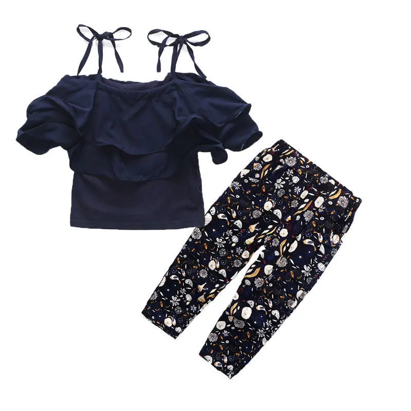 Детская одежда костюм для больших девочек брюки с цветочным рисунком комплект из
