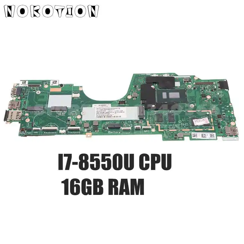 

NOKOTION 02DA012 DTZS1 LA-F421P MAIN BOARD For Lenovo YOGA X380 Laptop Motherboard 13.3 Inch I7-8550U CPU 16G RAM GMA UHD 620