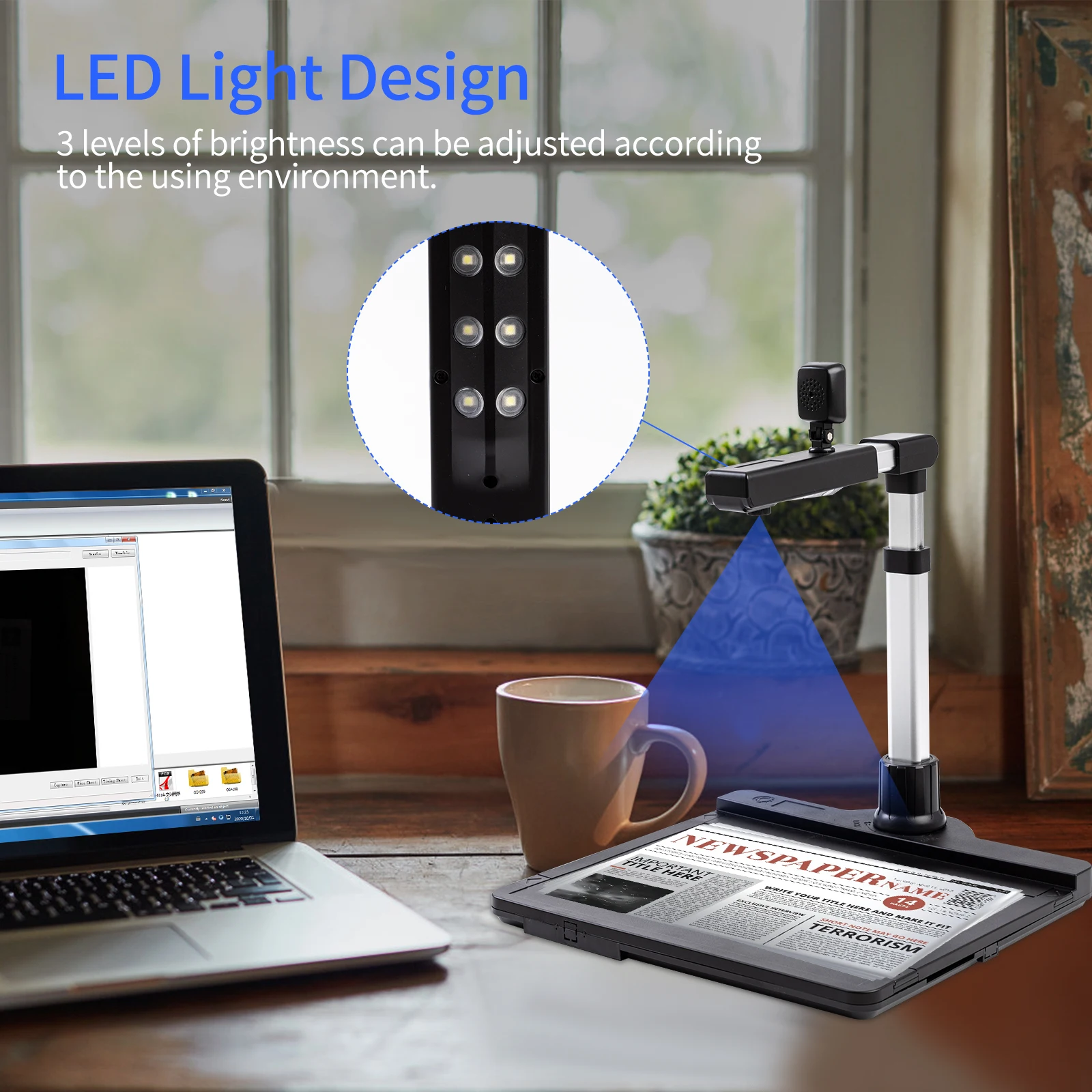 

Aibecy Document Camera Scanner A3 Capture Size Dual Camera USB2.0 High Speed Scanner for Online Teaching Distance Education