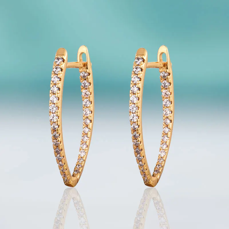 gold MAIKALE, модные ювелирные изделия, v-образная форма, серьги-гвоздики с покрытием ААА, кубический цирконий, золотые, серебряные, цветные циркониевые серьги для женщин, Brincos Bijoux - Окраска металла: gold