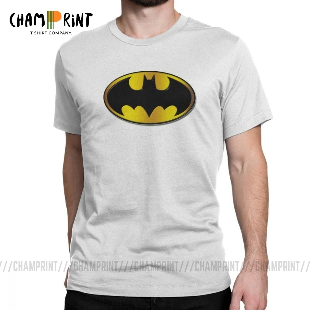 Мужские футболки с овальным градиентом и символом Бэтмена Забавные коротким