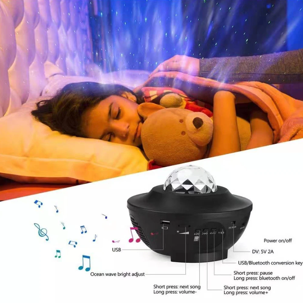

Music Rotating Night Light Projector Starry Star Master Kids Sleep Romantic Led USB Lamp Projection color changeable