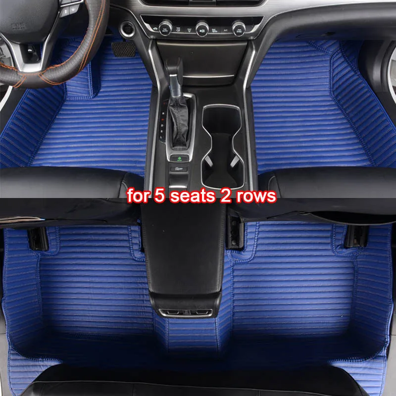 blue 2 rows FUZHKAQI пользовательские автомобильные коврики для BAIC двигатель все модели BJ40 BJ80 BJ20 D20 D70 D50 D60 X25 X55 X65 CC 35 BW007 коврики для ног - Название цвета: blue 2 rows