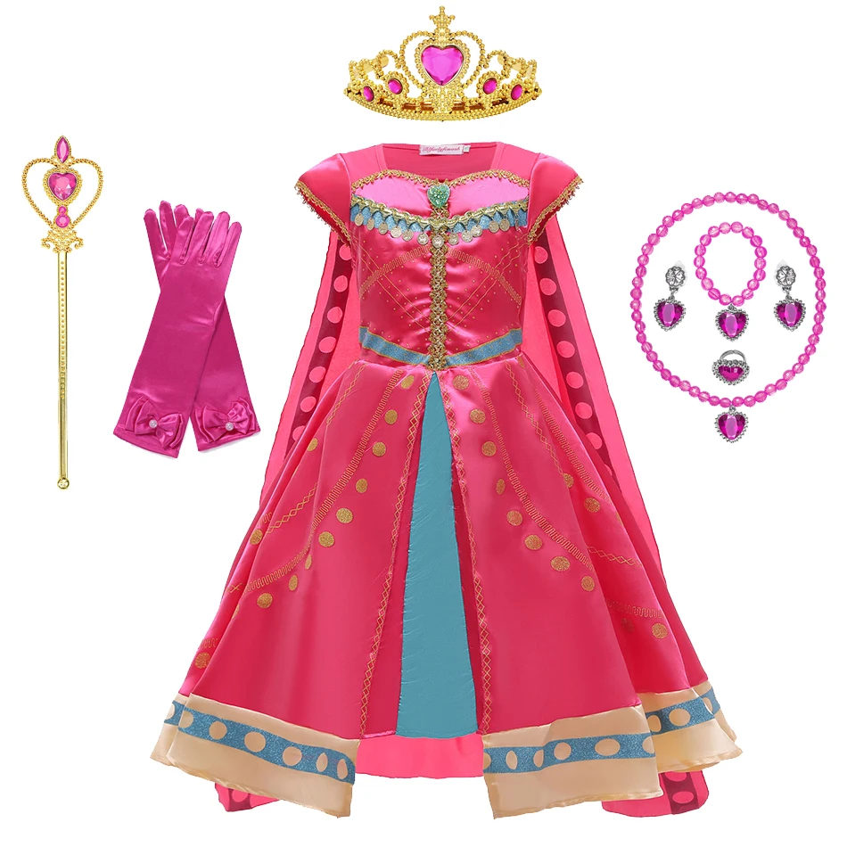 Aladdin/платье принцессы для маленьких девочек Платье цвета Жасмин Костюм жасмина