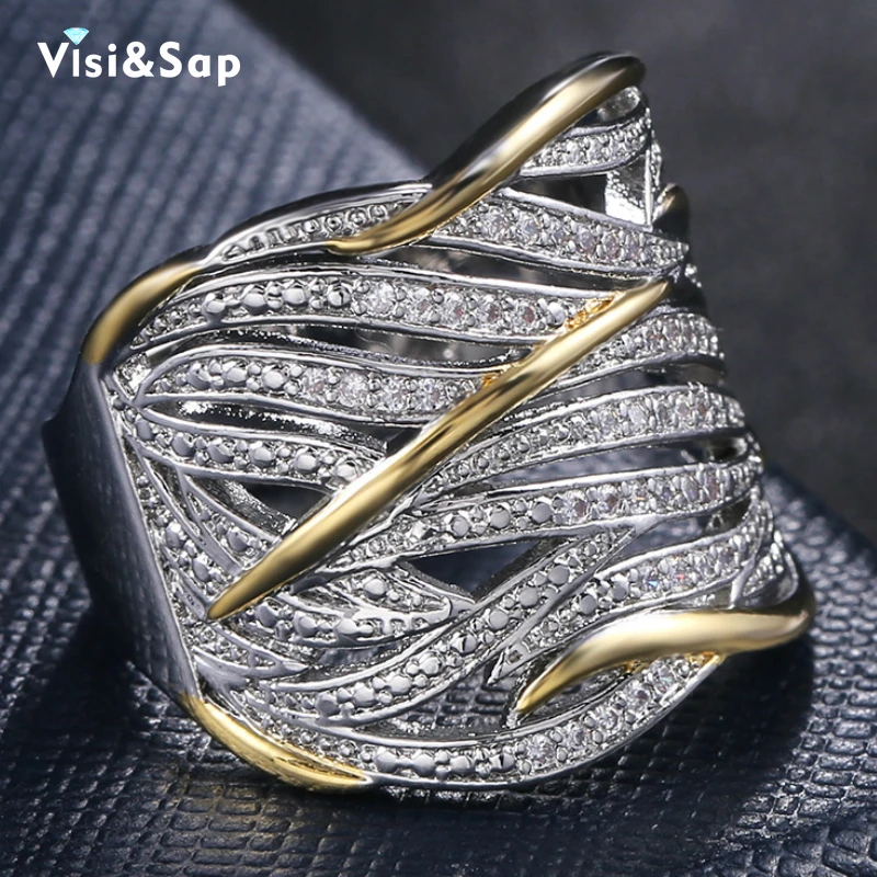 Visisap шириной 20 мм инкрустированные циркон обмотки Multi Слои кольца для Для женщин