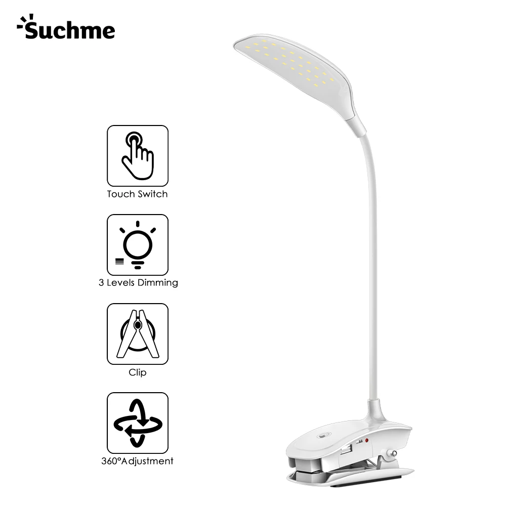 Настольная лампа с зажимом перезаряжаемая 1200 мАч литий ионная батарея