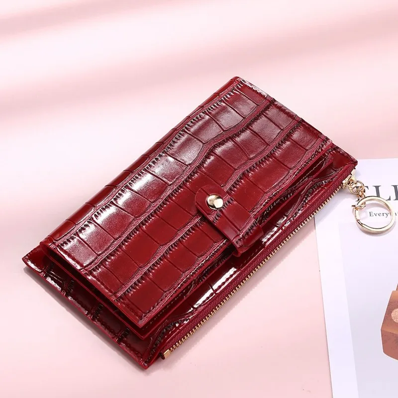 

NEW Women's wallet fashion red crocodile print Clutch Wallet Coin Purse Key Chain leather purses Phone Bag Carteira Feminina