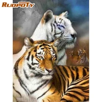 ruopoty acrylic painting by numbers for adults with frame tiger animals wall art picture by numbers for diy gift 60x75cm handc