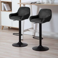 2pcs velvet bar chairs breakfast dining chairs adjustable swivel lift steel footrest base kitchen island counter bar stool hwc