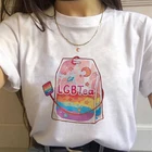 Женская футболка с милым графическим принтом Lgb Tea Cartoon, новая эстетичная Повседневная футболка в стиле Харадзюку, белые топы в Корейском стиле, женская футболка