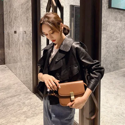 Tao Ting Li Na Women Spring Genuine Real Sheep Leather Jacket R37