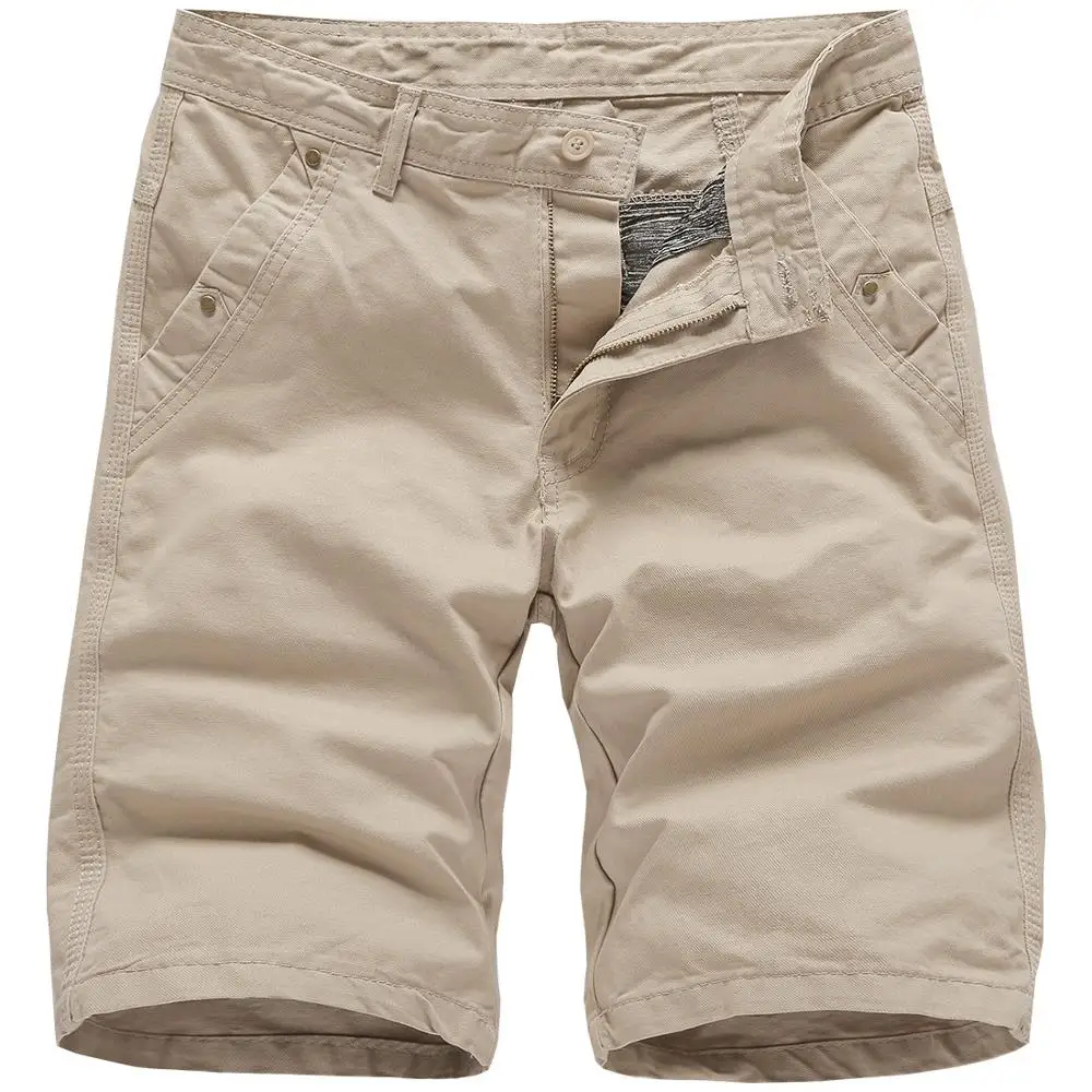 

2020 New Summer Casual Cotton Shorts Men Solid Color Loose Cargo Shorts Man Green Black Grey Kahaki Men's Short Pants