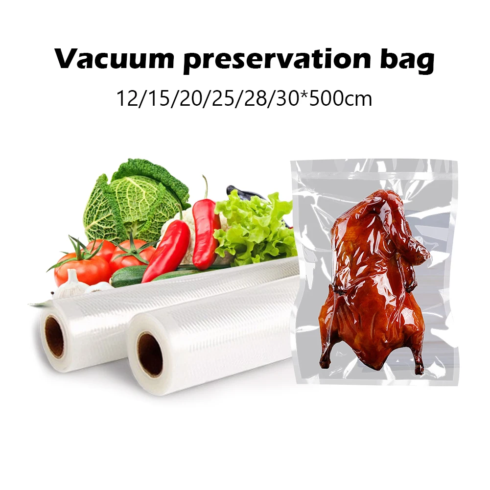 

6 Rolls 12+20+25+28+30*500cm Embossed Food Vacuum Storage Sealer Bags For Kitchen Packaging Rolls to keep fresh Vacuum Sealer