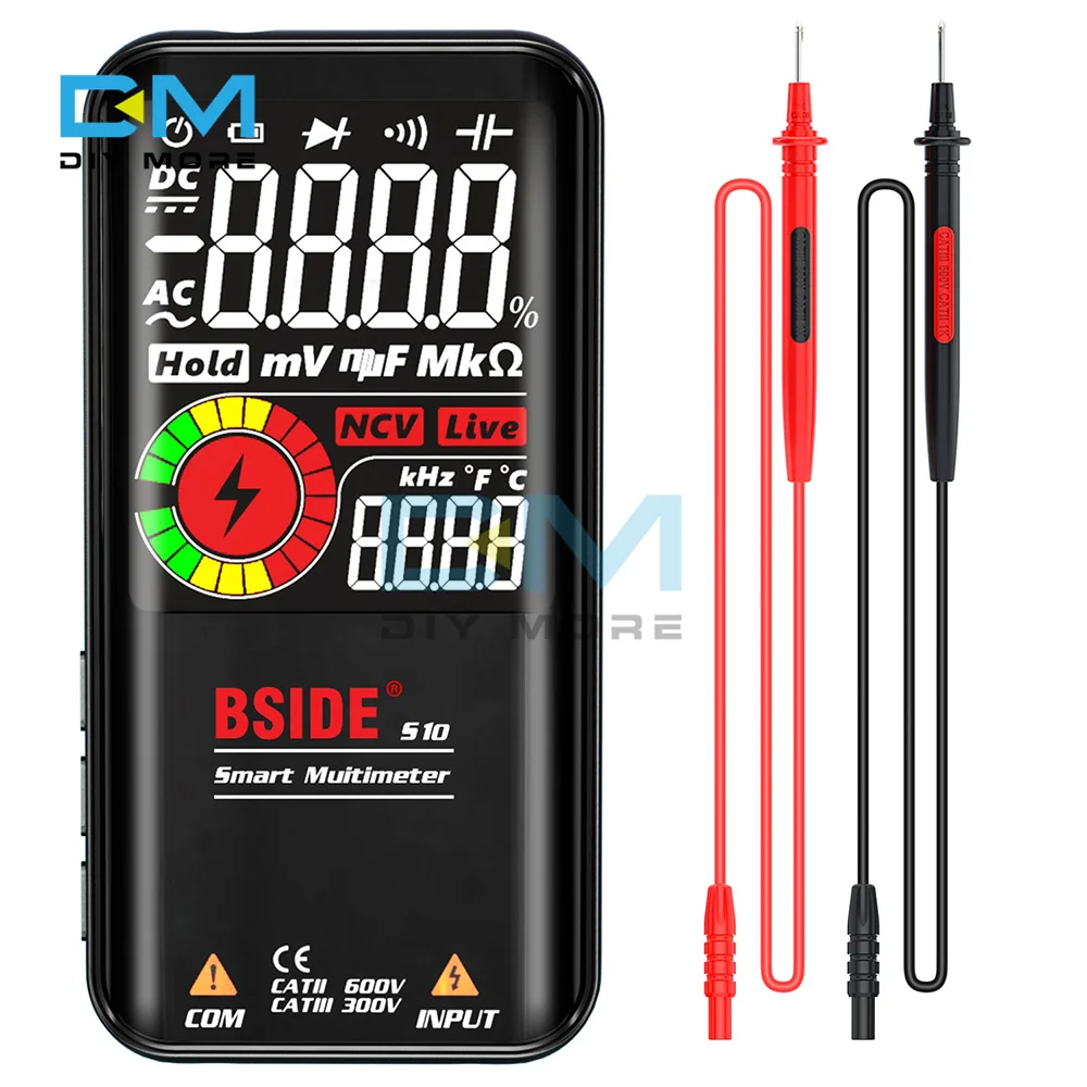 

Цифровой мультиметр S10 S11, 3,5 дюйма, ЖК-дисплей, цветной дисплей, 9999 T-RMS, DC, AC, напряжение, конденсатор, Ом, диод, мультиметр, NCV, Гц, тестер DMM