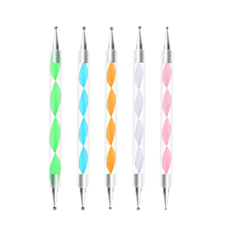 5pcs Double Head Nail Art Dotting Pens Nail Drill Point Nail Tools Dot Screw Rod Painting Tools Nail Point Drill Pen