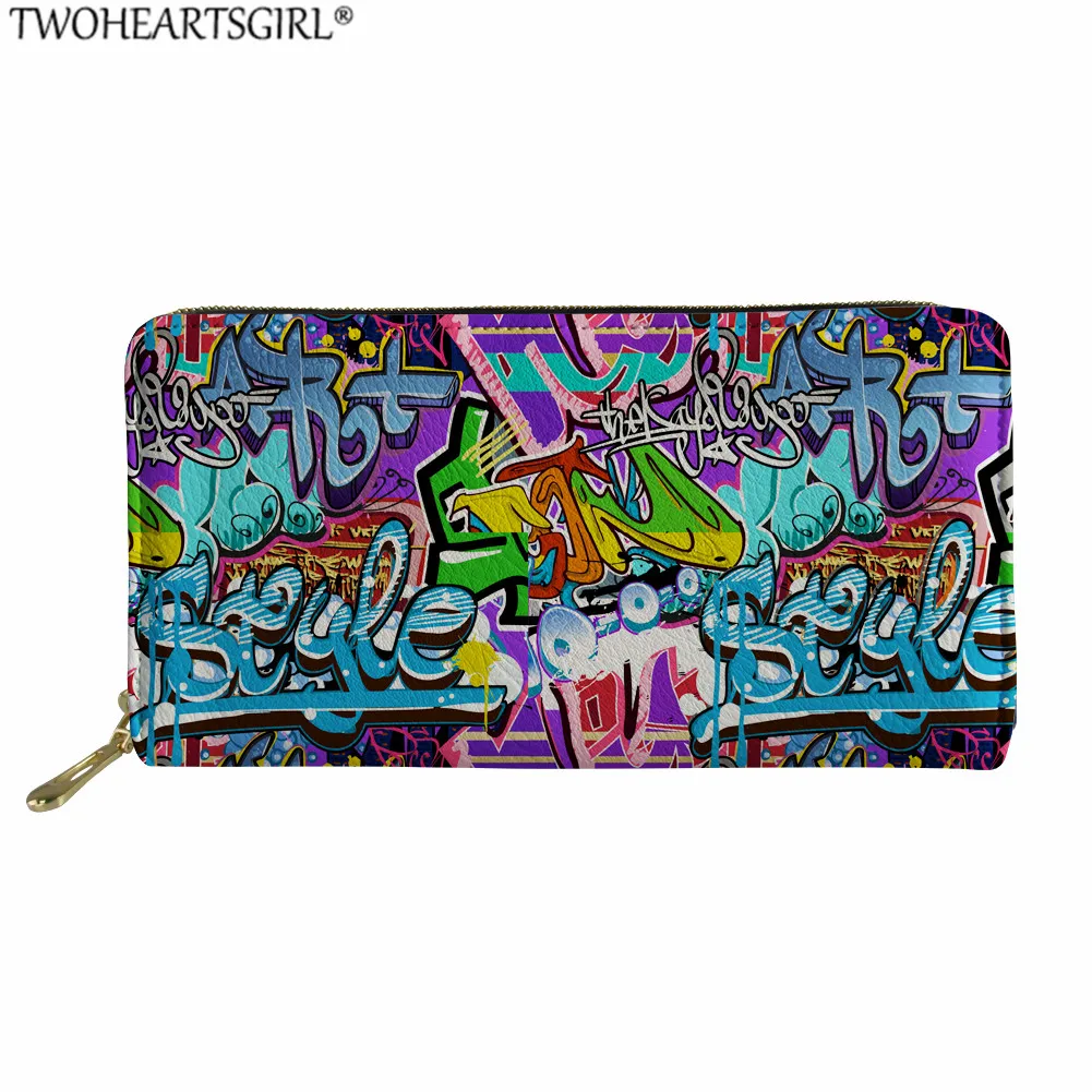 Длинный кошелек twoheart sgir женский клатч на молнии с граффити для девушек из