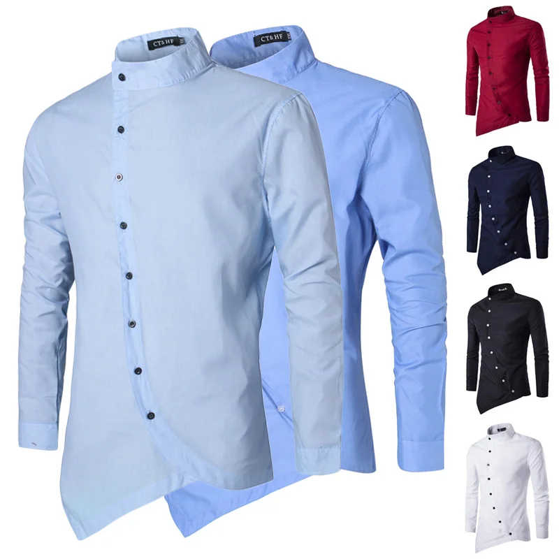 

ZOGAA Fashion Shirt Korean Men Camisa Masculina Long Sleeve Slim Diagonal Buttons Formal Casual Mens Dress Shirts Button Up